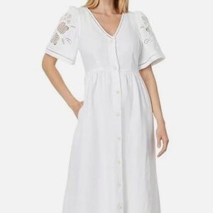 Madewell Cassie Midi Dress Women's White Eyelet Embroidered Button Front